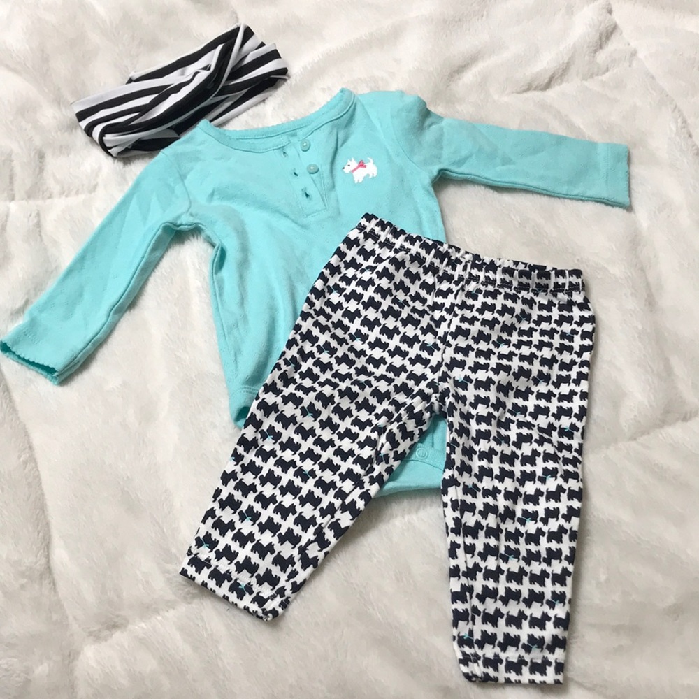 3 piece outfit with dog design